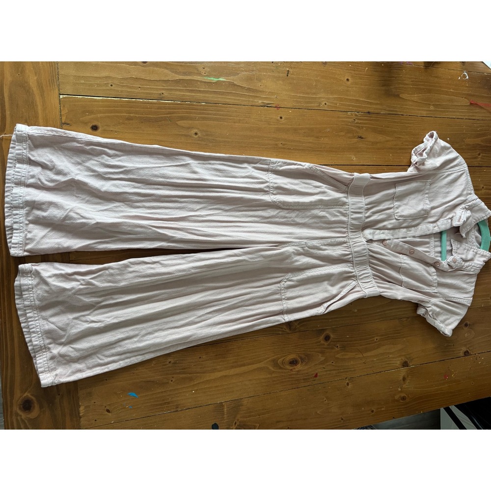 Cat & Jack Girls Pink Short Sleeve Utility Jumpsuit Size M 8 Wide Leg Twill - Picture 1 of 9